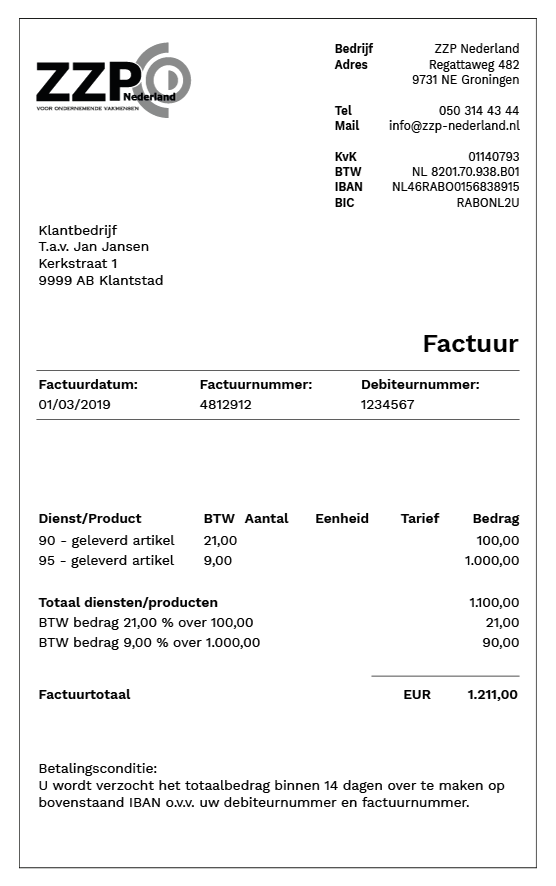 Zo Maak En Verstuur Je Een Factuur [voorbeeld] | ZZP Nederland